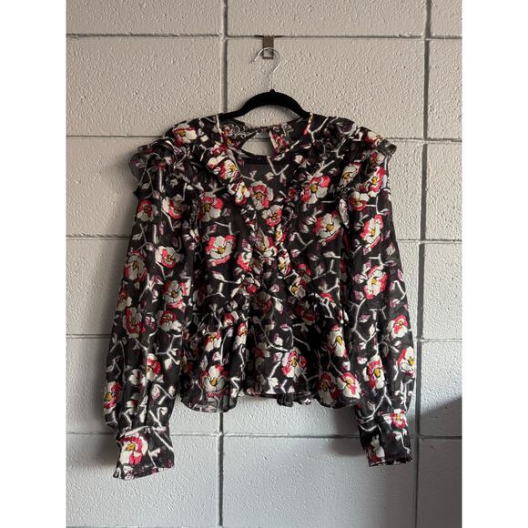Women Isabel Marant Whimsical Fairy Open Back Floral Metallic Blouse size 36 (4) - Picture 3 of 5